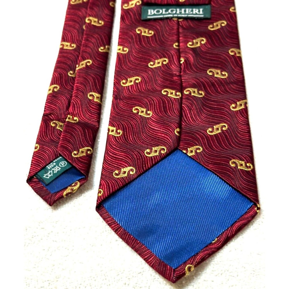 Bolgheri Red and Gold 100% Silk Men’s Neck Tie Made In Italy